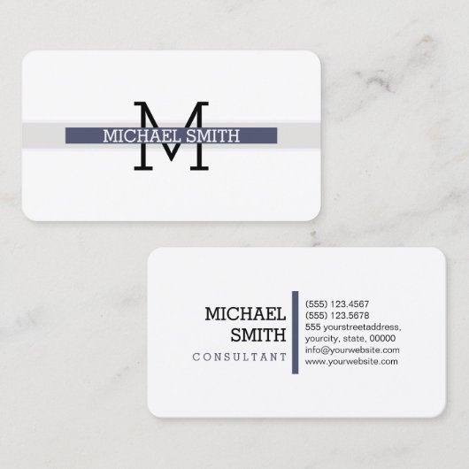 Monogram Moderne Horizontale Onafhankelijkheid Visitekaartje (Voorkant / Achterkant)