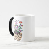 Monogram moderne inktkunst met schetterende handen magische mok (Voorkant links)