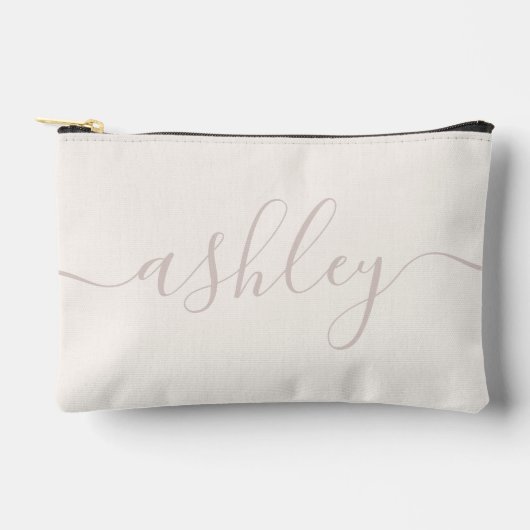 Monogram moderne ivoren roze script kalligrafie etui (Voorkant)