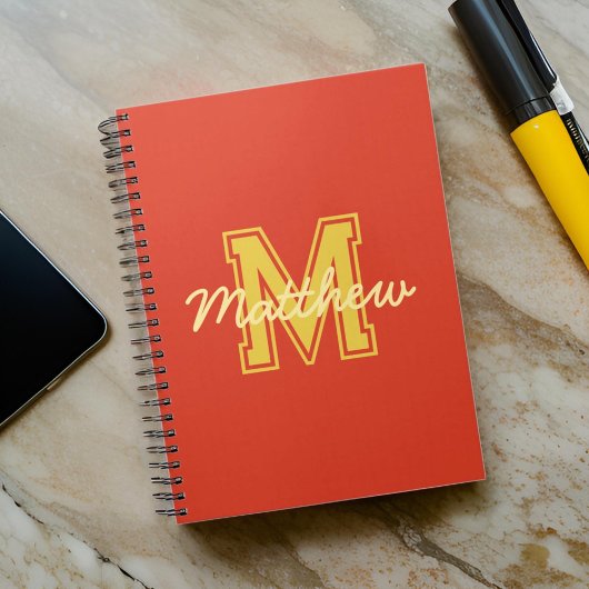 Monogram Moderne Jongen Preppy Terug-naar-School Notitieboek