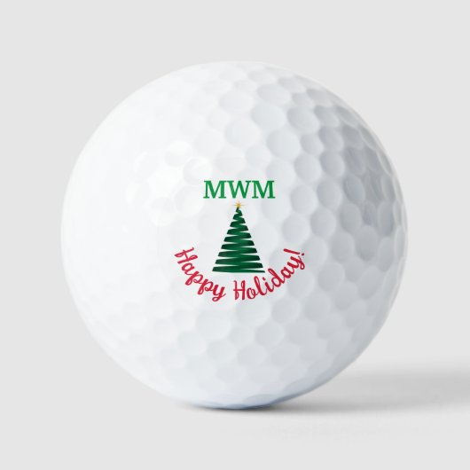 Monogram Moderne Kerstboom Golfbal Golfballen (Voorkant)