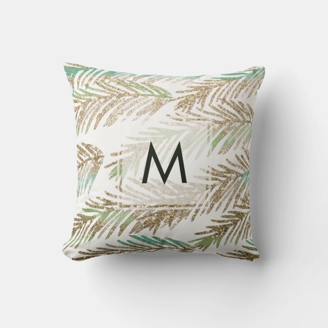 Monogram Moderne Kerstboom Verlaat Sierkussen (Voorkant)