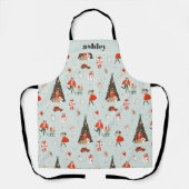 Monogram | Moderne Kerstmis halverwege de eeuw Schort (Voorkant)