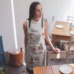 Monogram | Moderne Kerstmis halverwege de eeuw Schort<br><div class="desc">Kute hand-getekende illustraties die een modern vakantieschema uit de middeleeuwen weergeven. Deze design zijn vol charme en roepen feestelijke nostalgie op. Classy en fashionable dit apron maakt de perfecte mode medeplichtig. Voeg uw douanetekst aan dit ontwerp toe door de "Edit this design sjabloon"vakjes op de rechterkant van het punt te...</div>