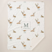Monogram | Moderne kerstrenrenrenrenrendierperiode Sherpa Deken (Voorkant)
