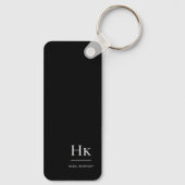 Monogram Moderne Klassieke Minimalistische Zwart W Sleutelhanger (Achterkant)