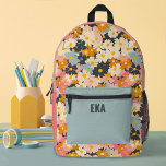 Monogram Moderne Kleurrijke Bloemen Meisjes School Bedrukte Rugzak<br><div class="desc">Personaliseer deze schattige roze en blauwe bloemenrugzak voor de rug van je meisjes naar school benodigdheden. Ontworpen voor u door Blackberry Boulevard.</div>