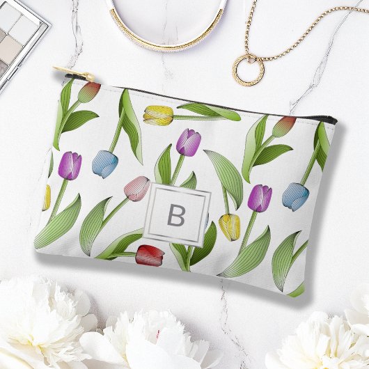 Monogram Moderne Kleurrijke Tulp Etui