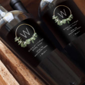 Monogram Moderne krans Gepersonaliseerde Kerstmis Wijn Etiket