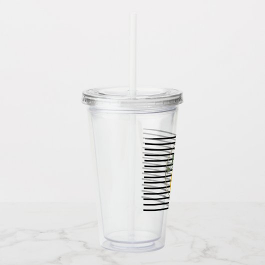 Monogram moderne Limoen Limoncillo Stripes Acryl Drinkbeker (Rechts)