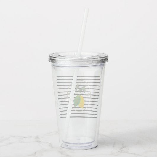 Monogram moderne Limoen Limoncillo Stripes Acryl Drinkbeker (Achterkant)