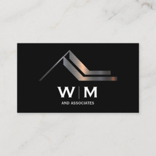 Monogram   Moderne Logo van metallisch onroerend g Visitekaartje