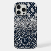 Monogram Moderne Luipaardprint Glitter Persoonlijk iPhone Hoesje (Achterkant)