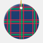 Monogram Moderne Marine Blauw Groen Plaid Vakantie Keramisch Ornament (Achterkant)