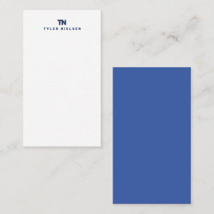 Monogram Moderne Marine Blauwe Typografie Notitiekaartje