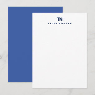 Monogram Moderne Marine Blauwe Typografie Notitiekaartje