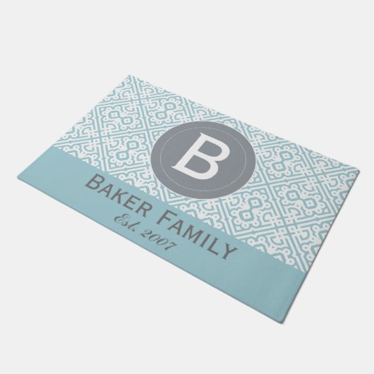 Monogram Moderne Marokkaanse deurstijl, grijze Aqu Deurmat (Schuin)