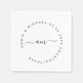Monogram, moderne, minimale bruiloft servet (Voorkant)