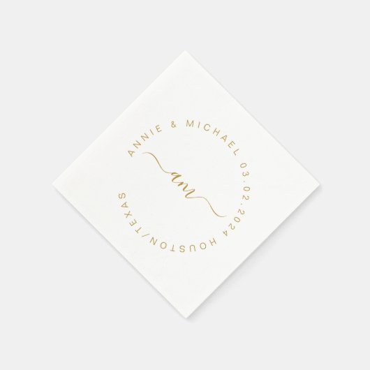 Monogram, moderne, minimale bruiloft servet (Hoek)