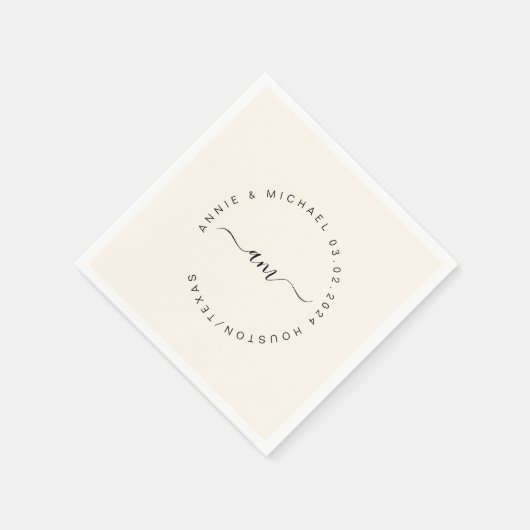 Monogram, moderne, minimale bruiloft servet (Hoek)