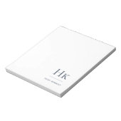 Monogram Moderne Minimale Marine Blauw Wit Eenvoud Notitieblok (Linkerzijde)