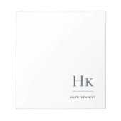 Monogram Moderne Minimale Marine Blauw Wit Eenvoud Notitieblok (Voorkant)