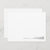 Monogram Moderne minimale scriptnaam Notitiekaartje (Voorkant / Achterkant)