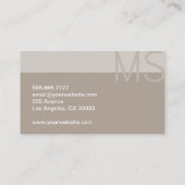 Monogram Moderne Minimale Taupe Professional Visitekaartje (Achterkant)
