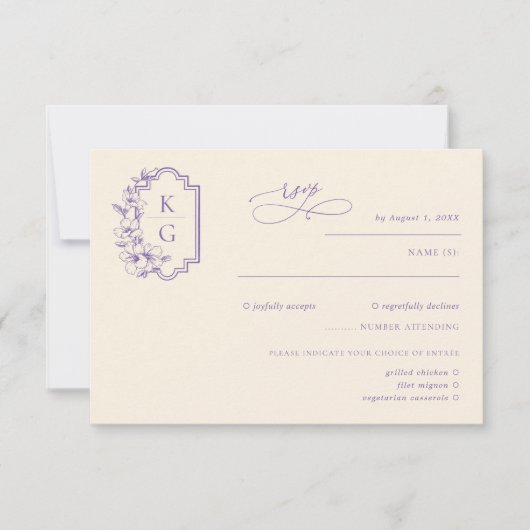 Monogram | Moderne minimale weduwschap RSVP (Voorkant)