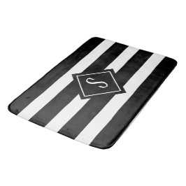 Monogram moderne, minimale zwarte witte strepen badmat