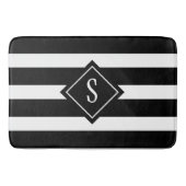 Monogram moderne, minimale zwarte witte strepen badmat (Voorkant)