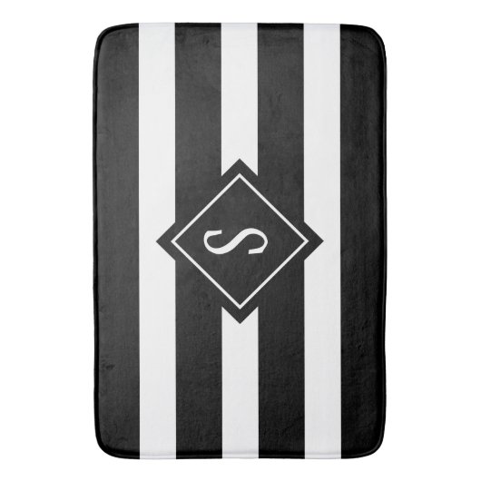 Monogram moderne, minimale zwarte witte strepen badmat (Voorkant Verticaal)
