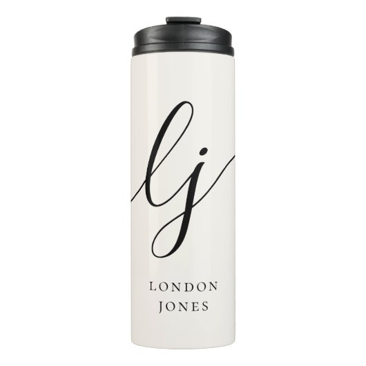 Monogram moderne minimalistische elegante script I Thermosbeker (Voorkant)