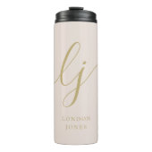Monogram Moderne Minimalistische Gouden Script Kal Thermosbeker (Voorkant)