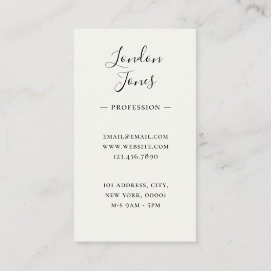 Monogram Moderne Minimalistische Ivoor Wit Kalligr Visitekaartje (Achterkant)