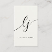 Monogram Moderne Minimalistische Ivoor Wit Kalligr Visitekaartje (Voorkant)