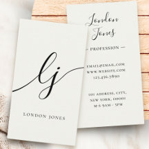 Monogram Moderne Minimalistische Ivoor Wit Kalligr