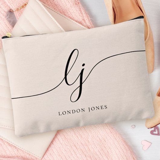 Monogram Moderne Minimalistische Kalligrafie Blush Etui