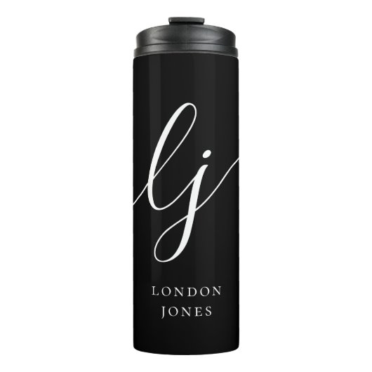 Monogram moderne minimalistische scriptkalligrafie thermosbeker (Voorkant)