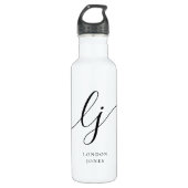 Monogram moderne minimalistische scriptkalligrafie waterfles (Voorkant)