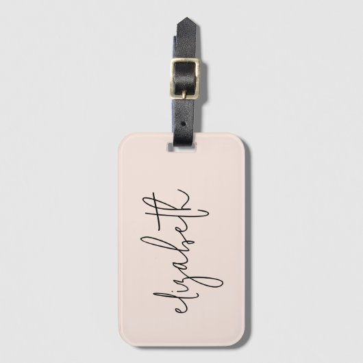 Monogram Moderne minimalistische stijlvolle blush Bagagelabel (Voorkant (verticaal))