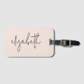 Monogram Moderne minimalistische stijlvolle blush  Bagagelabel (Voorkant (horizontaal))
