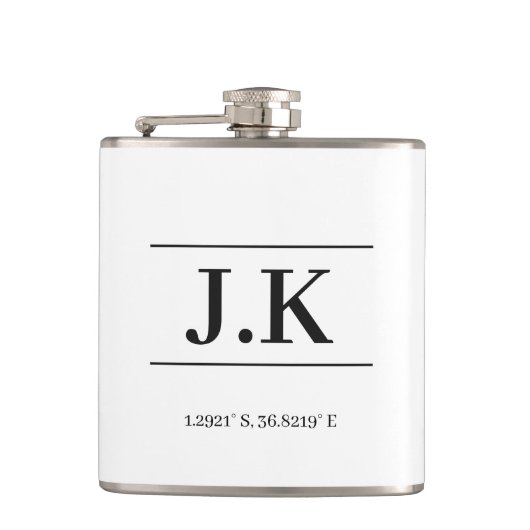 Monogram Moderne Minimalistische Vaderdag Aandenke Heupfles (Voorkant)