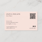 Monogram Moderne Minimalistische Vrouwelijke Blush Visitekaartje (Achterkant)