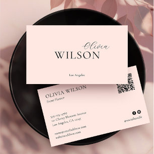 Monogram Moderne Minimalistische Vrouwelijke Blush Visitekaartje