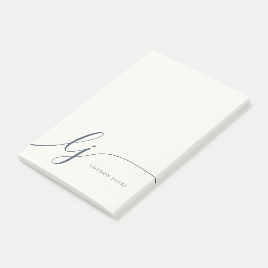 Monogram Moderne Minimalistische Vrouwelijke Ivoor Post-it® Notes (Schuin)