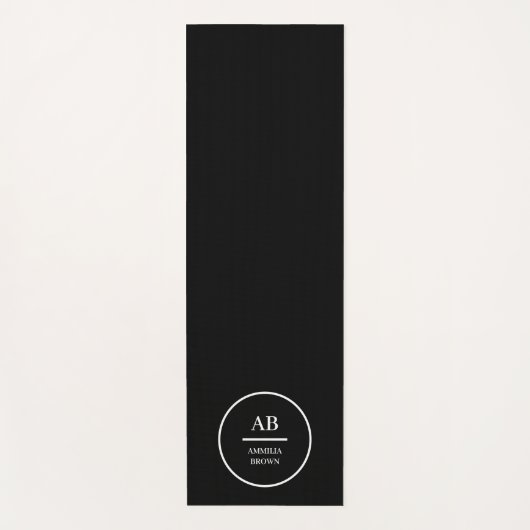 Monogram Moderne Minimalistische Zwarte Witte Eenv Yogamat (Voorkant)