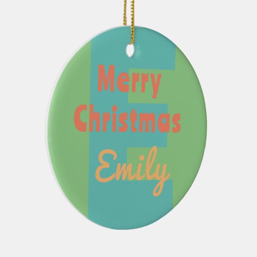 Monogram Moderne munt koraal roze perzik Keramisch Ornament (Rechts)