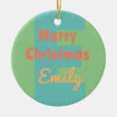 Monogram Moderne munt koraal roze perzik Keramisch Ornament (Voorkant)