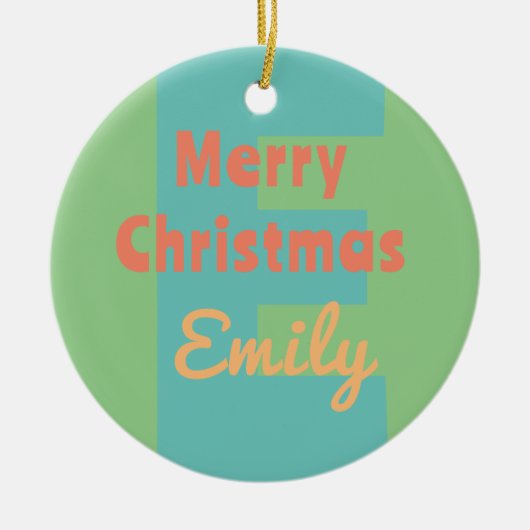 Monogram Moderne munt koraal roze perzik Keramisch Ornament (Voorkant)